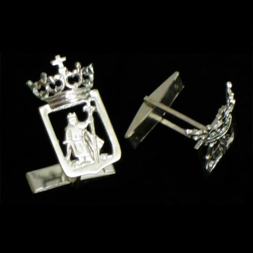 Imagen gemelos escudo de Gijón plata